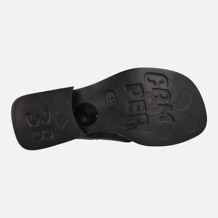 Black leather sandals for women Dana