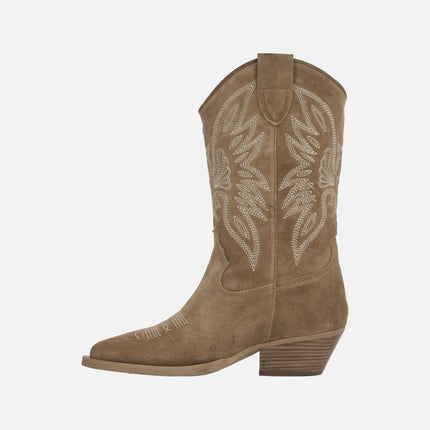 Cowboy Boots Alpe Western in brown suede with embroidery
