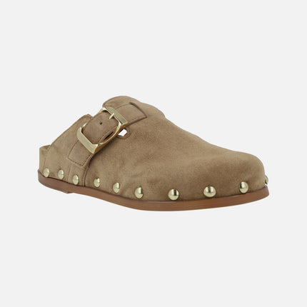 Alpe Alive clogs in mountaje with buckle and golden studs
