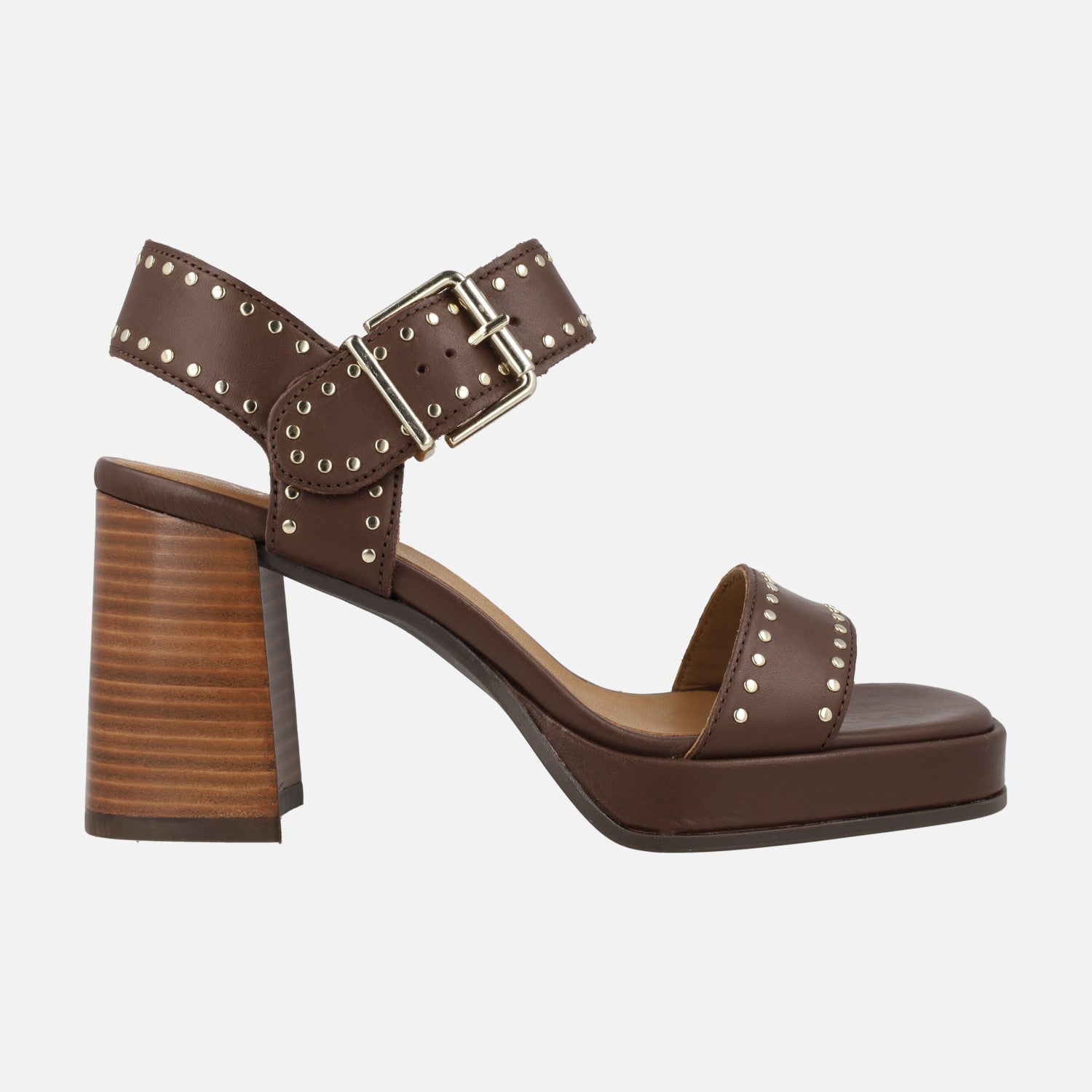 Tacón Sandalias Alpe Sandalia Abotinada Troquelada En Piel Cuero