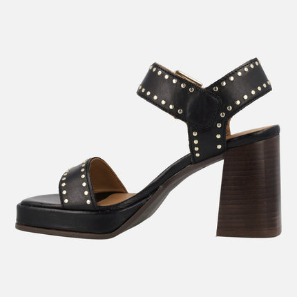 Leather sandals with studs and high heel Alpe Chiara