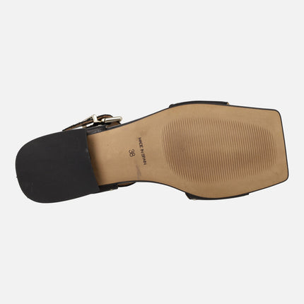 Black leather sandals with studs Alpe Saint Tropez