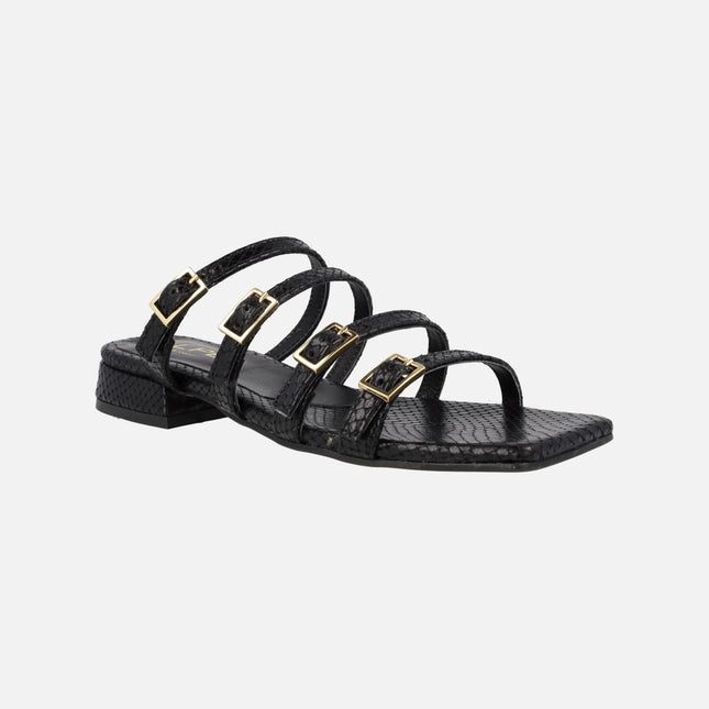 Four strips sandals with buckles in printing snake Alpe Saint Tropez