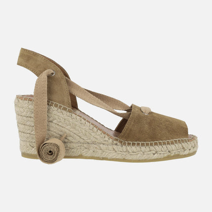 Open toe leather espadrilles with laces Viguera 2137