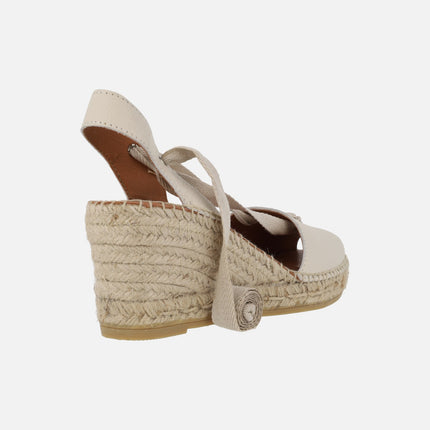 Open toe leather espadrilles with laces Viguera 2137