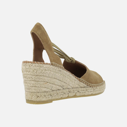 Leather espadrilles with metal ring and elastics Viguera 2143