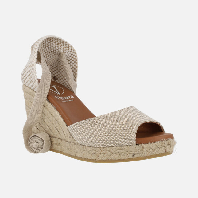 Linen espadrilles with open tapes of Viguera 2133
