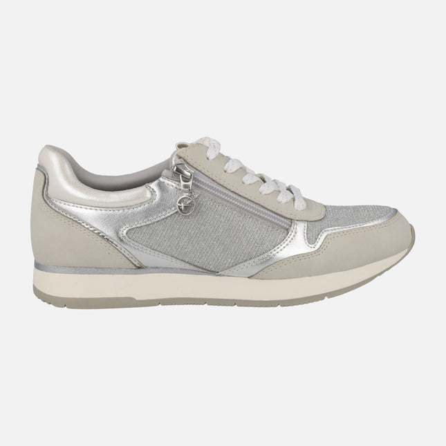 Multimaterial Sneakers in Gray Combined