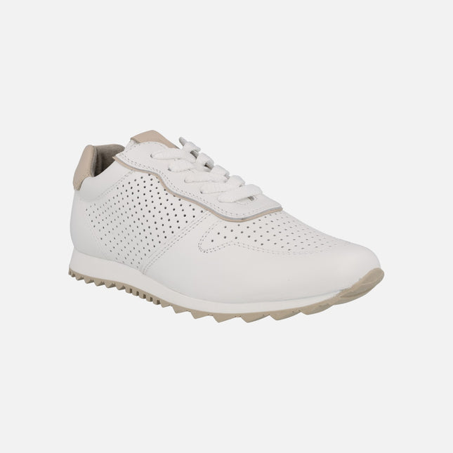 White leather sneakers with chopped