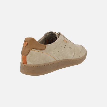 Men's beige suede sneakers with elastic laces