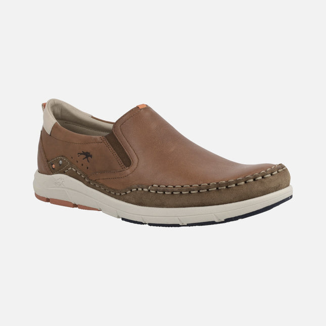 Moccasins with elastics in brown leather for men
