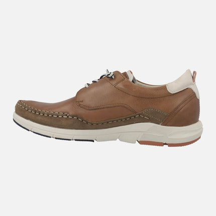 Leather shoes with elastic laces for men by fluchos