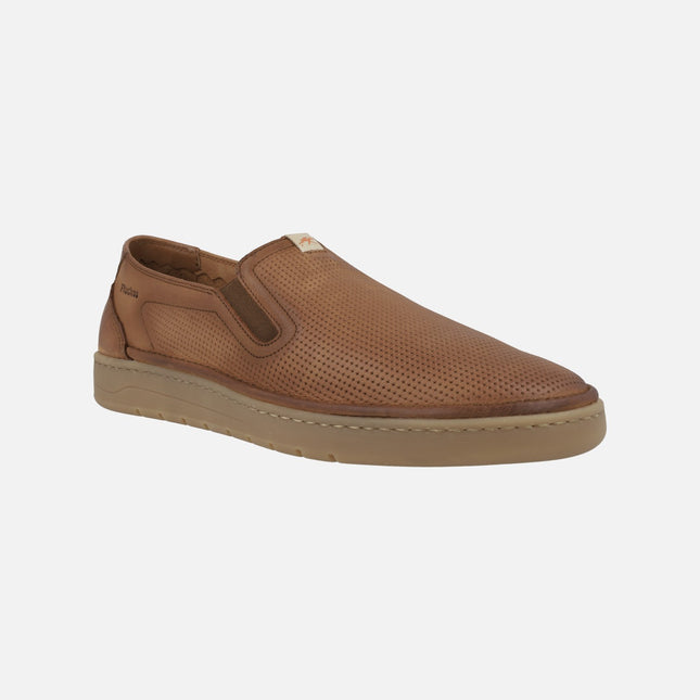 Moccasins for men with chopped and lateral elastics