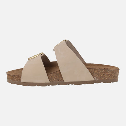 Flat leather sandals with buckles Jerba 136