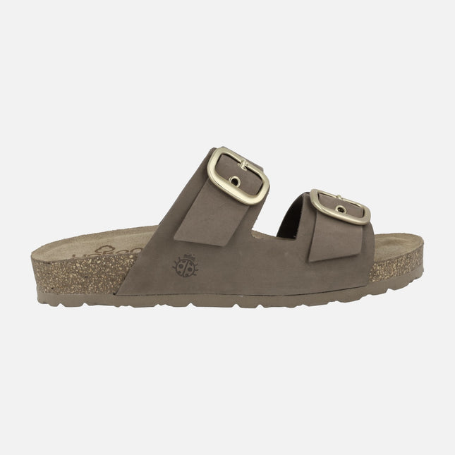 Flat leather sandals with buckles Jerba 136