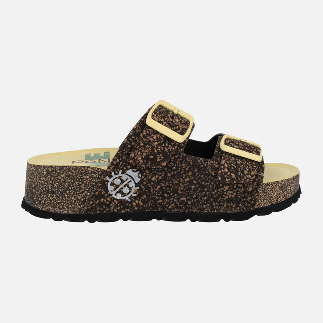 Yokono West 003 sandals in combined Black and yellow