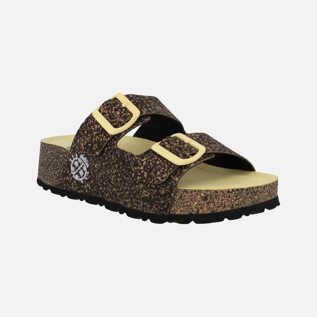 Yokono West 003 sandals in combined Black and yellow