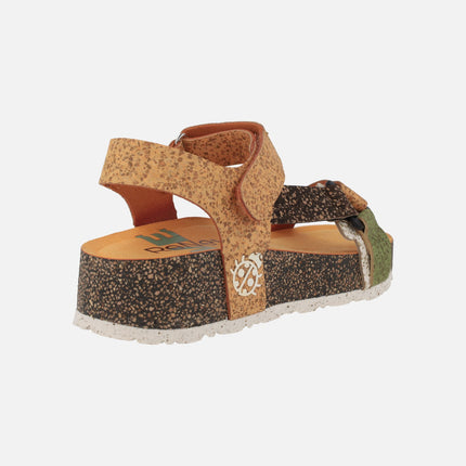 Cork sandals in multicolor combination with velcro closure
