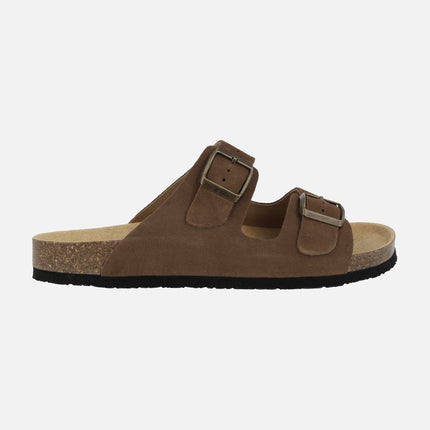 Tajo men's brown suede bio sandals with buckles