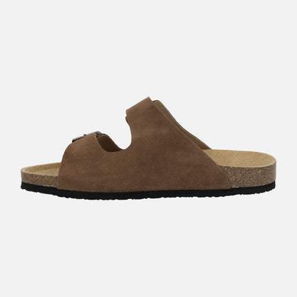Tajo men's brown suede bio sandals with buckles