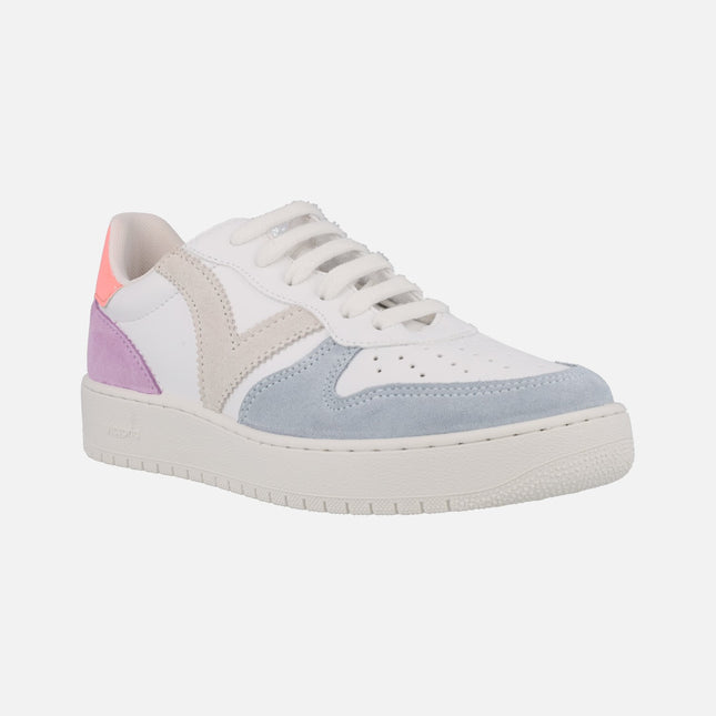 Victoria Madrid sneakers in white leather and multicolor suede