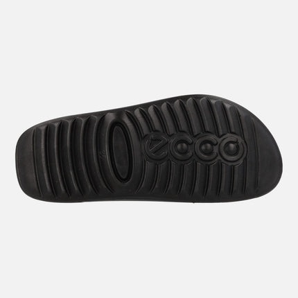 Cozmo Black leather sandals with velcro closure and metal buttons