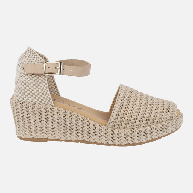 Pitillos espadrilles in raffia fabric with ankle bracelet