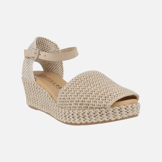 Pitillos espadrilles in raffia fabric with ankle bracelet