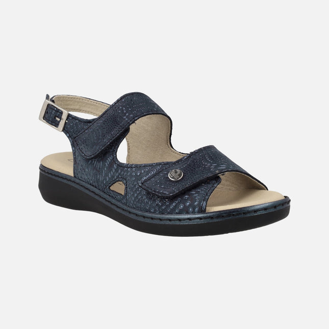Navy comfort sandals with velcros closure