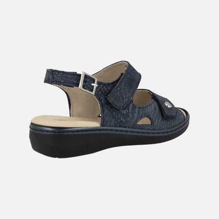 Navy comfort sandals with velcros closure