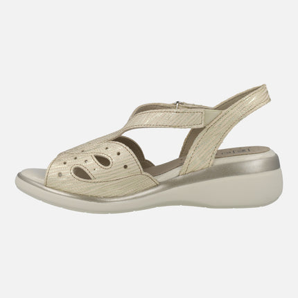 Comfort Sandals Dropped Gold Combined With Velcro closure