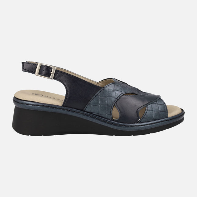 Women's Comfort sandals in navy blue leather