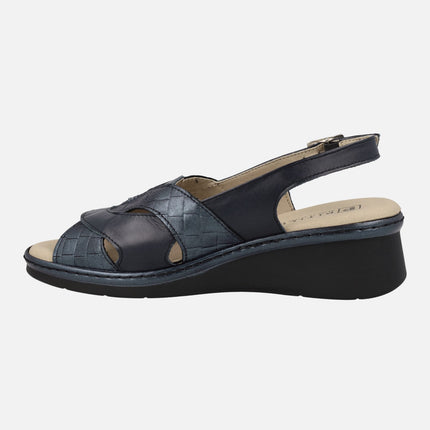 Women's Comfort sandals in navy blue leather