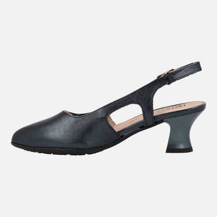 Zapatos de piel corte salón destalonados con tacones de 6 cms