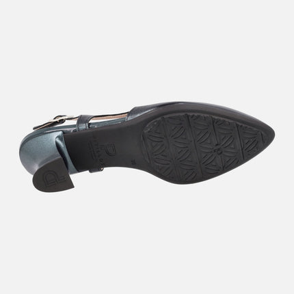 Zapatos de piel corte salón destalonados con tacones de 6 cms