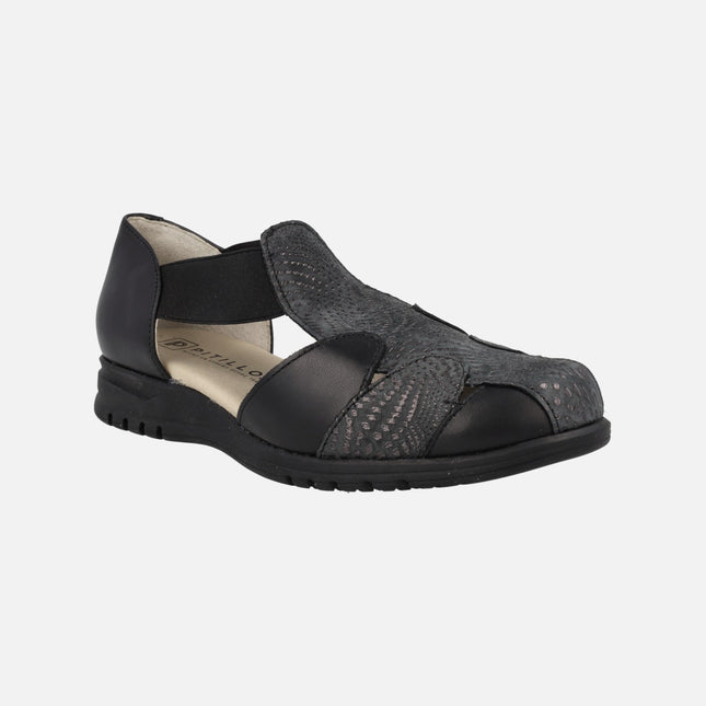 Black leather Comfort sandals for Women