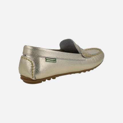 Leather moccasins with mask and rubber sole