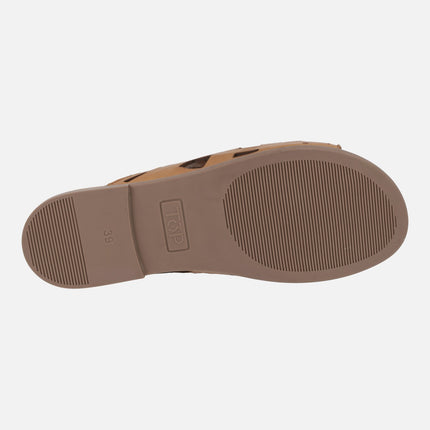 Flat die cut leather sandals