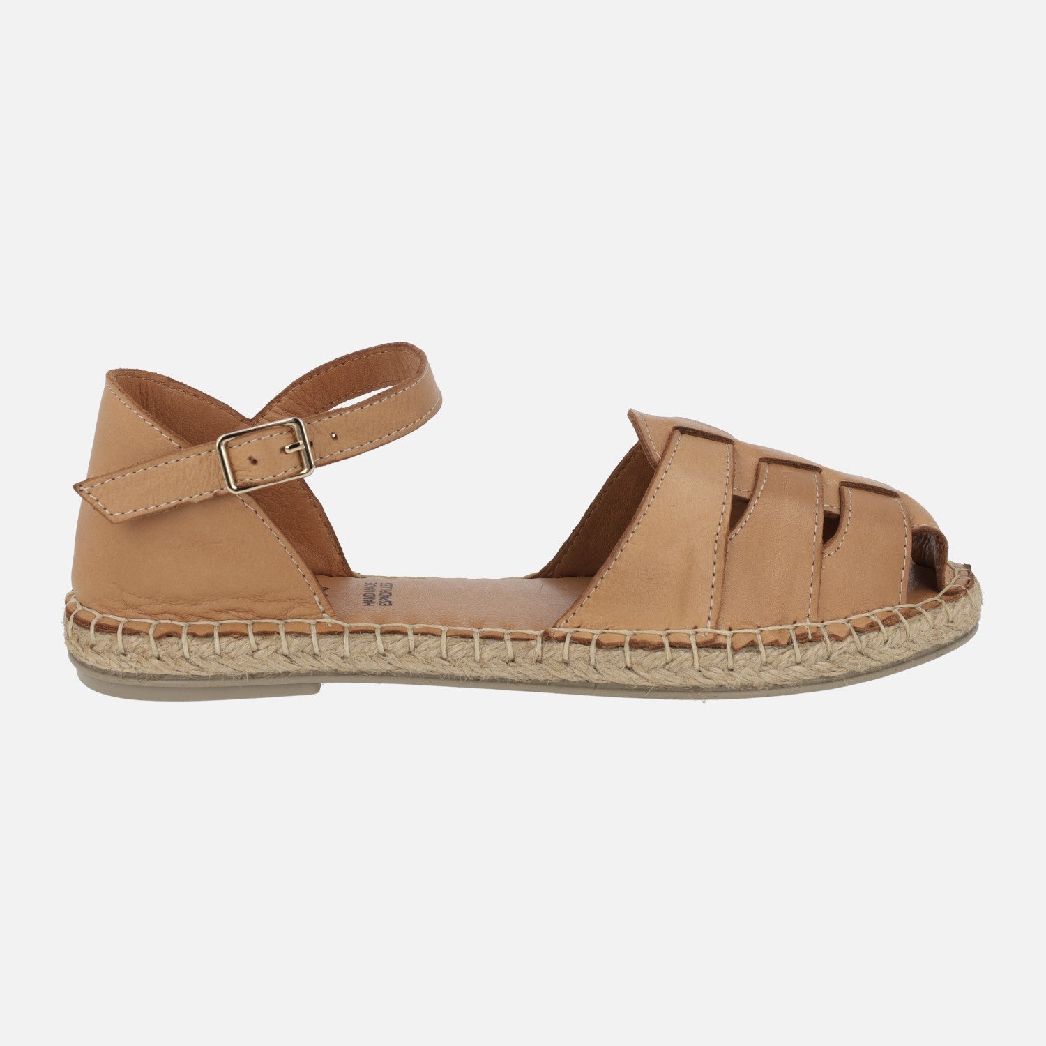 Alpargatas de piel planas con pulsera al tobillo Camel 38