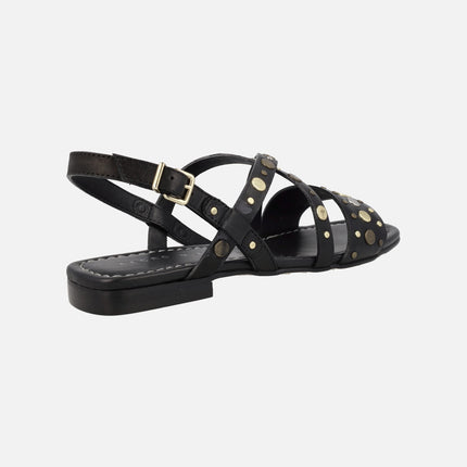 Alcudia Flat Leather sandals with metal studs