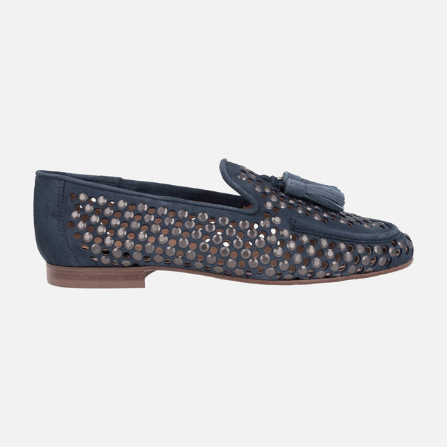 Ferrol Suede Moccasins with studs and tassels