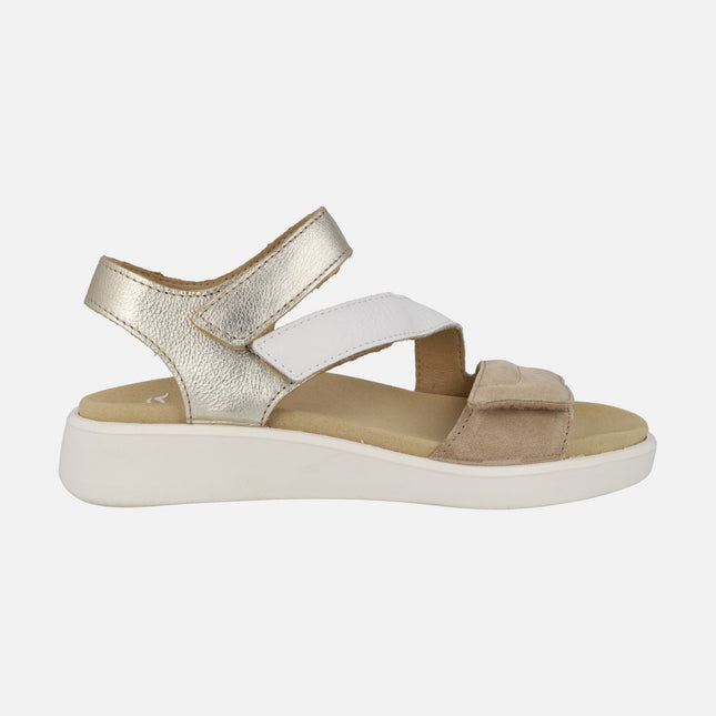 Casual women's sandals in combined materials