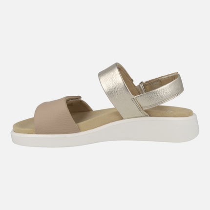 Women's sandals with rubber wedge in Taupe