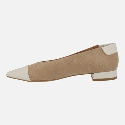 Leather bicolor ballerinas with sharp toe