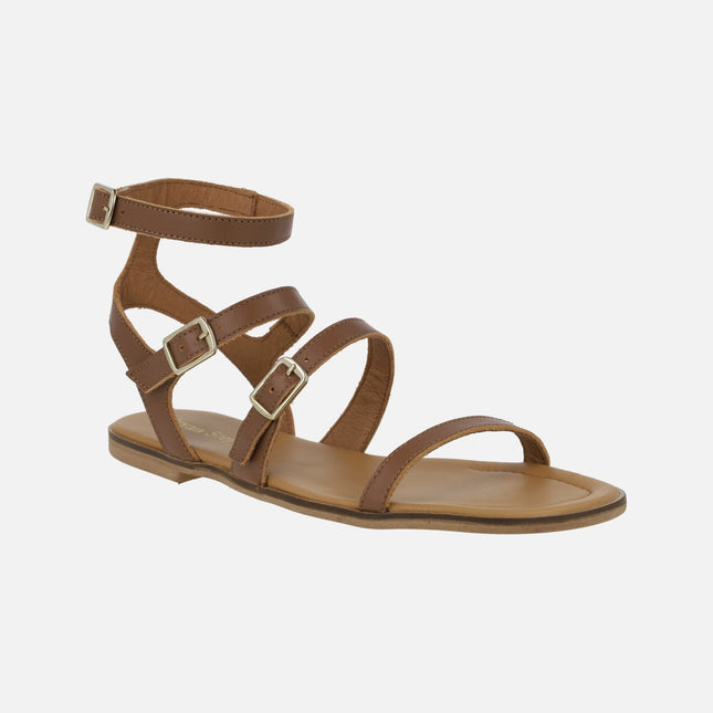 Creta Roman leather sandals with four strips