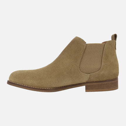 Camel suede Chelsea boots for women