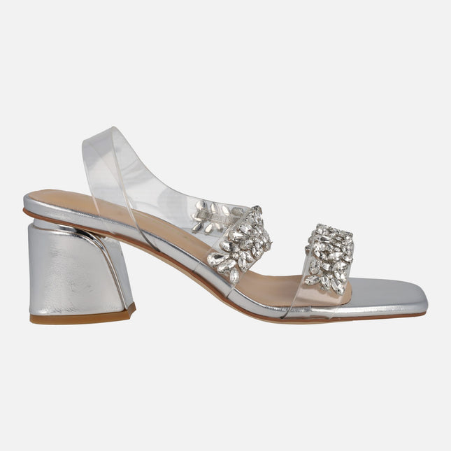 Sandalias Plateadas Sandalias De Vinilo Mujer SANDALIA FIESTA