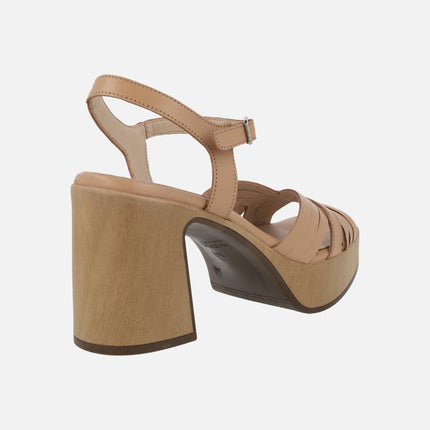 Marisol Sand sandals with heel and platform