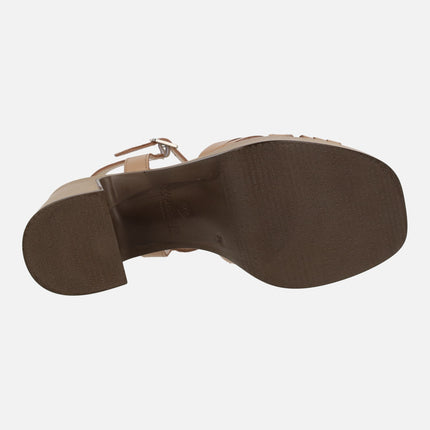 Marisol Sand sandals with heel and platform