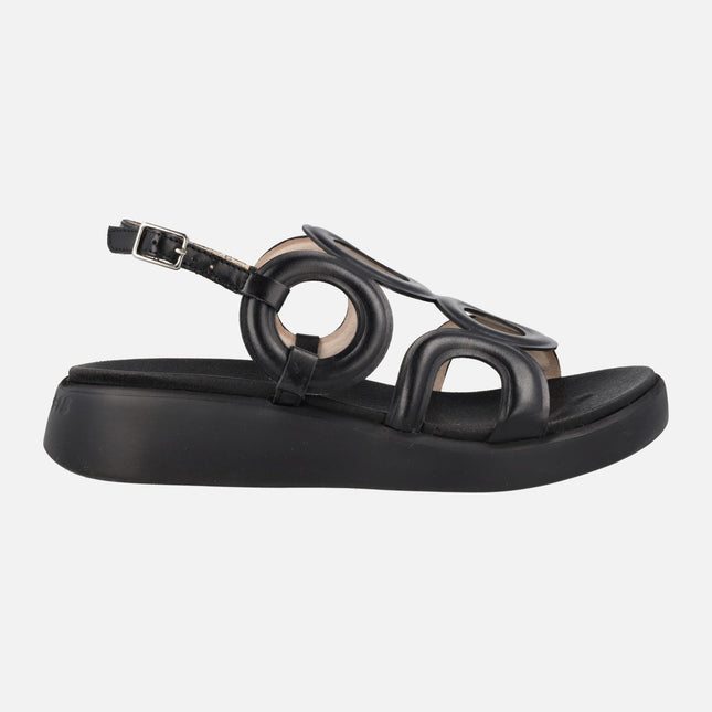 Arizona leather sandals with circular details and memory gel insoles